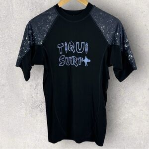 Tiqui Surf Academy Rash Guard Black Short‎ Sleeve Crew Neck Womens Size Medium M